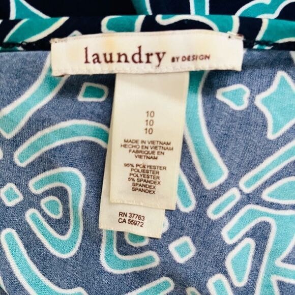 LAUNDRY By Design Shelli Segal Dress Turquoise Blue Green Geo print  Sz 10 - Picture 7 of 7